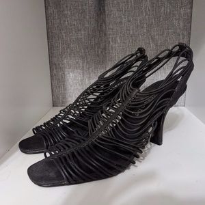 Apostrophe - Black Caged Slingback heels